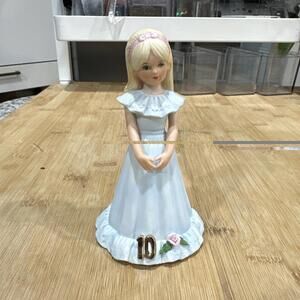 Enesco Growing Up Birthday Girls Age 10 Blonde Figurine 1981 Vintage *